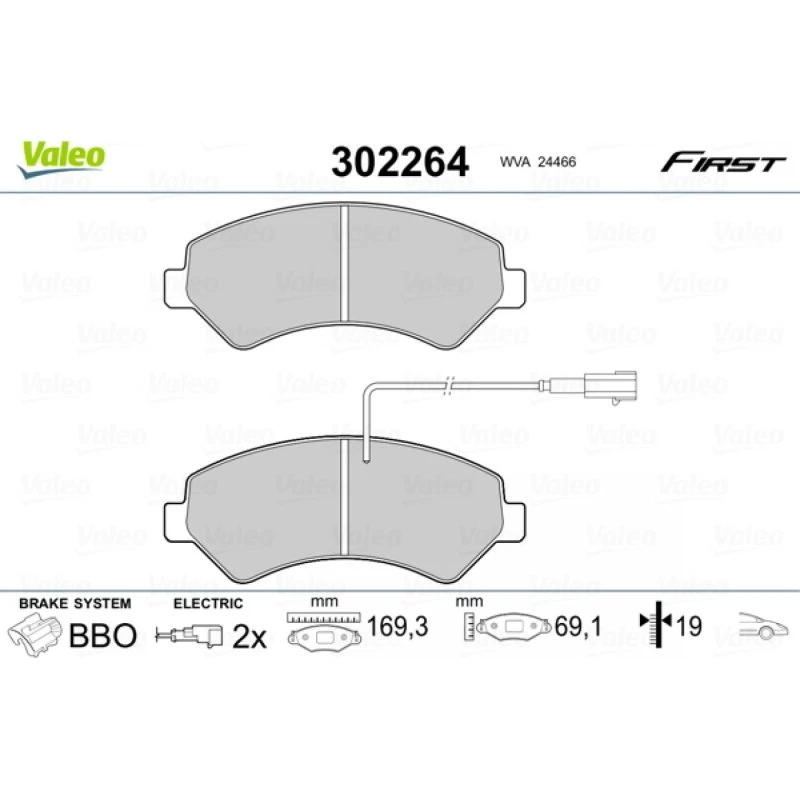 VALEO Bremseklodser 302264 for OPEL, FIAT, PEUGEOT