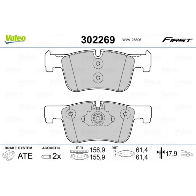 VALEO Bremseklodser 302269 til BMW med slidindikator