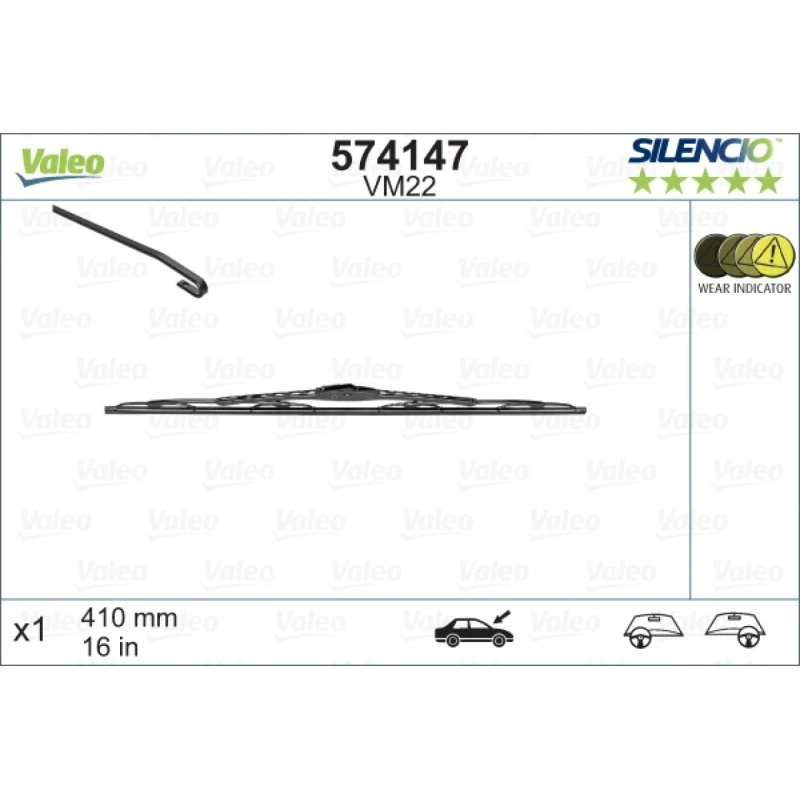 VALEO Viskerblade 410 mm, Silencio, for VW, Mercedes-Benz, Opel