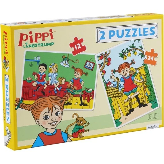 Astrid Lindgren Pippi Langstrømpe 2 Puslespil 12+24 brikker