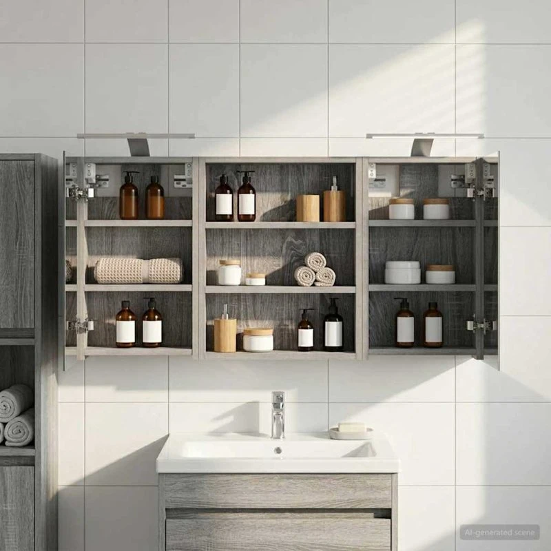 vidaXL Badeværelsesskabsæt 3 pc 100 x 10,5 x 50 cm Konstrueret træ