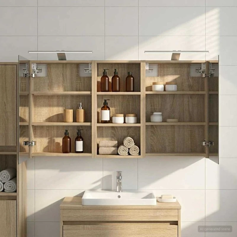 vidaXL Badeværelsesskabsæt 3 pc 110 x 10,5 x 60,5 cm Konstrueret træ