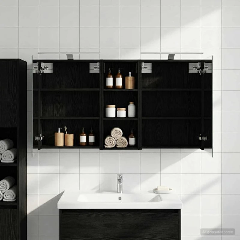 vidaXL Badeværelsesskabsæt 3 pc 130x14,5x70 cm Konstrueret træ
