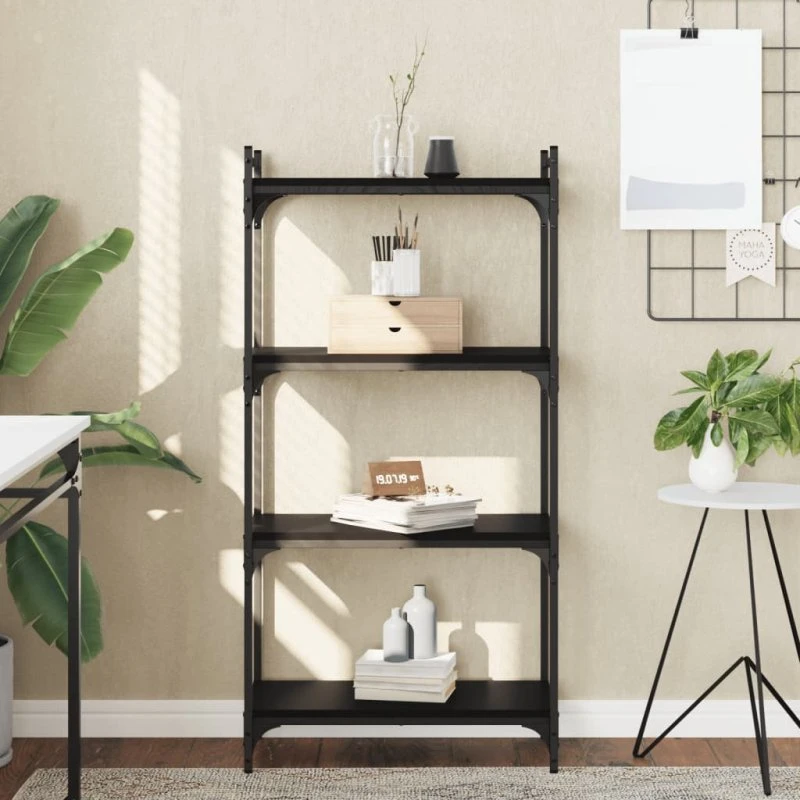vidaXL bogreol 60x30x120 cm konstrueret træ sort med 4 hylder