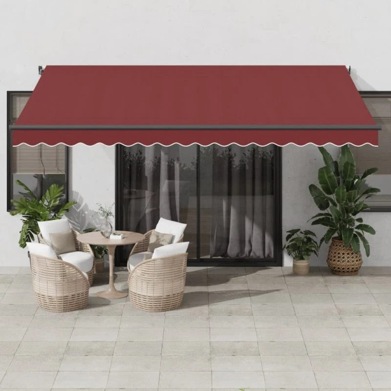 vidaXL Markise med LED-lys 450x350 cm automatisk bordeaux