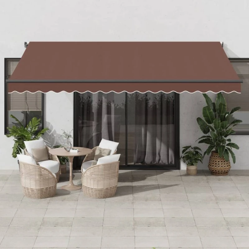 vidaXL Markise med LED-lys 450x350 cm automatisk brun