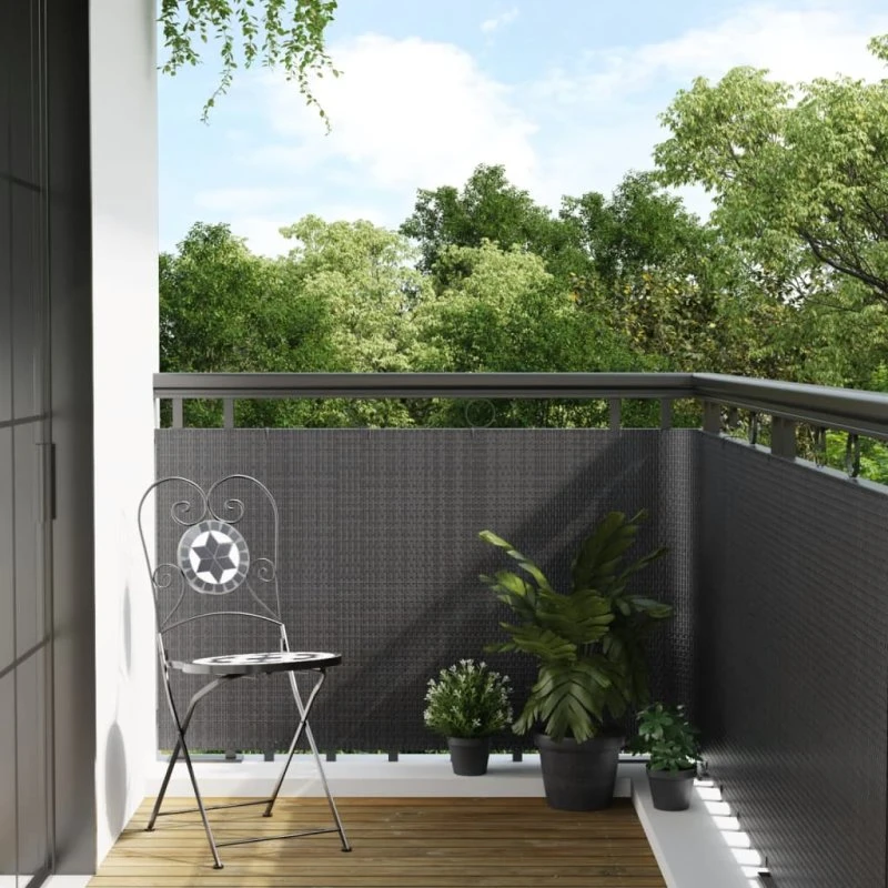 vidaXL altanafskærmning 400x80 cm polyrattan antracitgrå