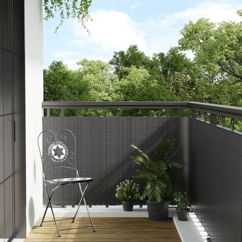 vidaXL Altanafskærmning 600x80 cm polyrattan antracitgrå