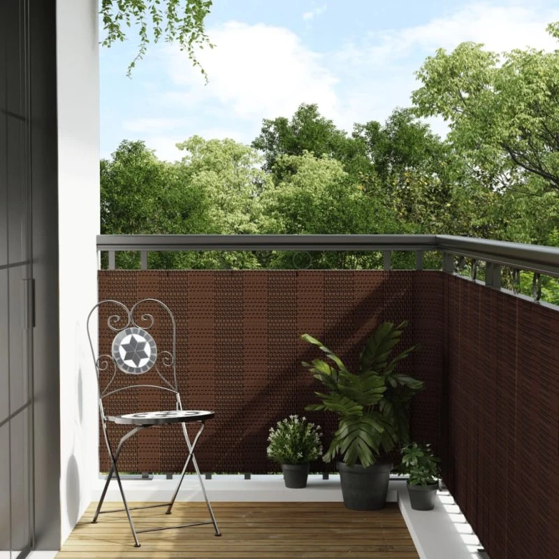vidaXL Altanafskærmning 400x100 cm brun/sort polyrattan