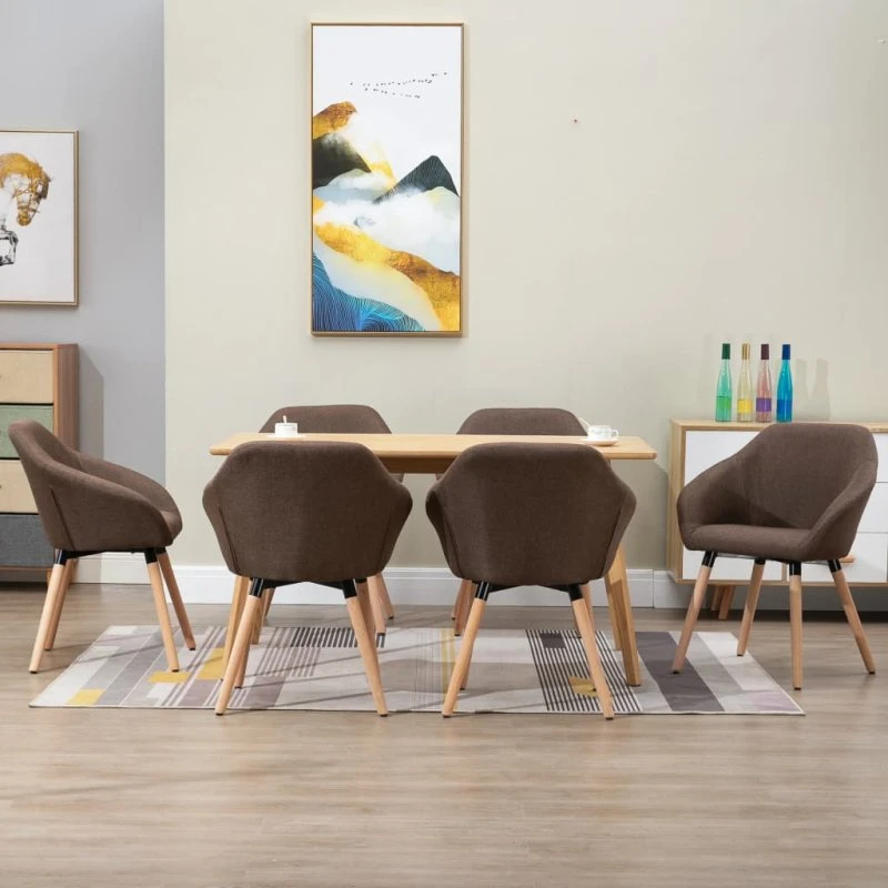 vidaXL Spisebordsstole 6 stk. brun stof
