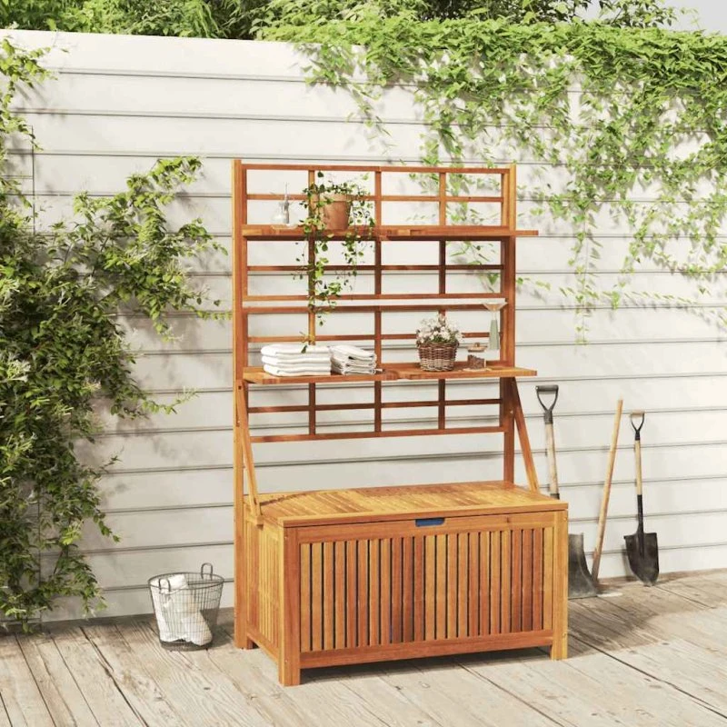 vidaXL Opbevaringsboks med Espalier 99x55x160 cm, massivt akacietræ, brun