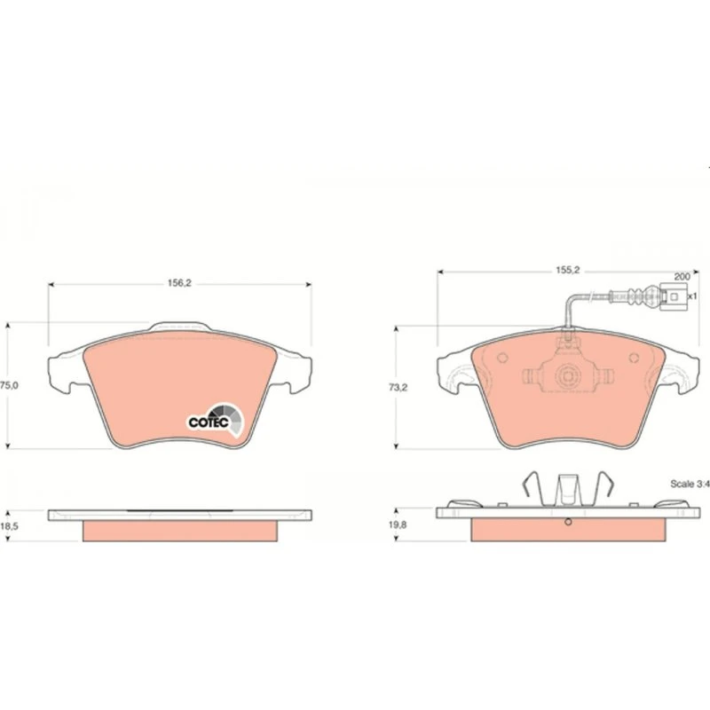 TRW Bremseklodser GDB1555 for VW Transporter T5/T6 & California