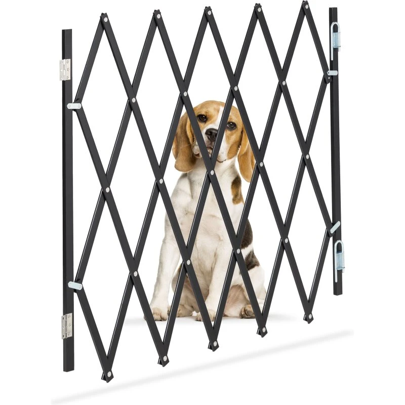 Udtrækkeligt hundegitter i bambus, sort