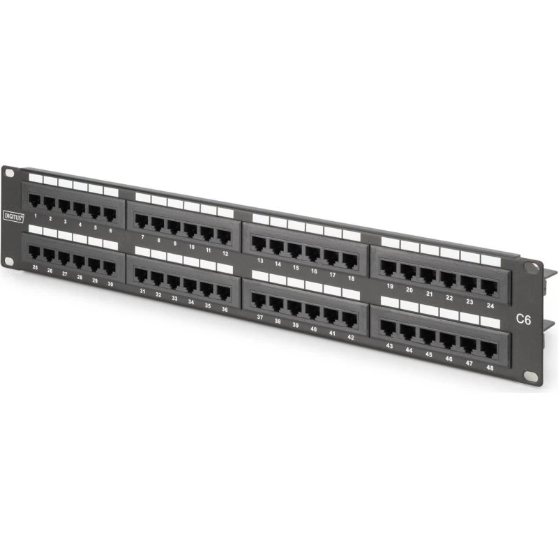 DIGITUS 2U Cat6 48-port UTP Patchpanel, sort