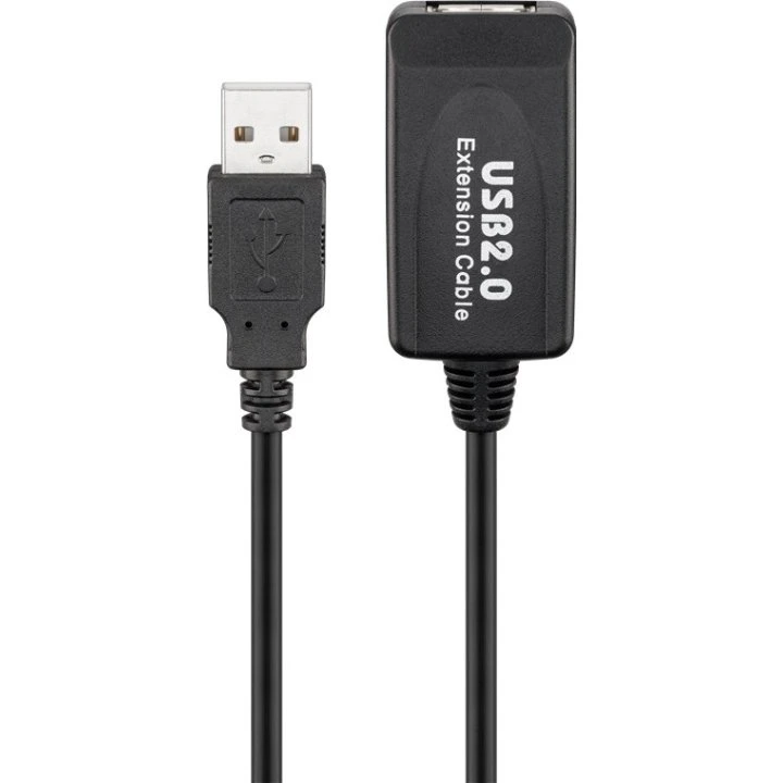 Goobay Aktiv USB 2.0 10 m Forlænger Kabel, Svart