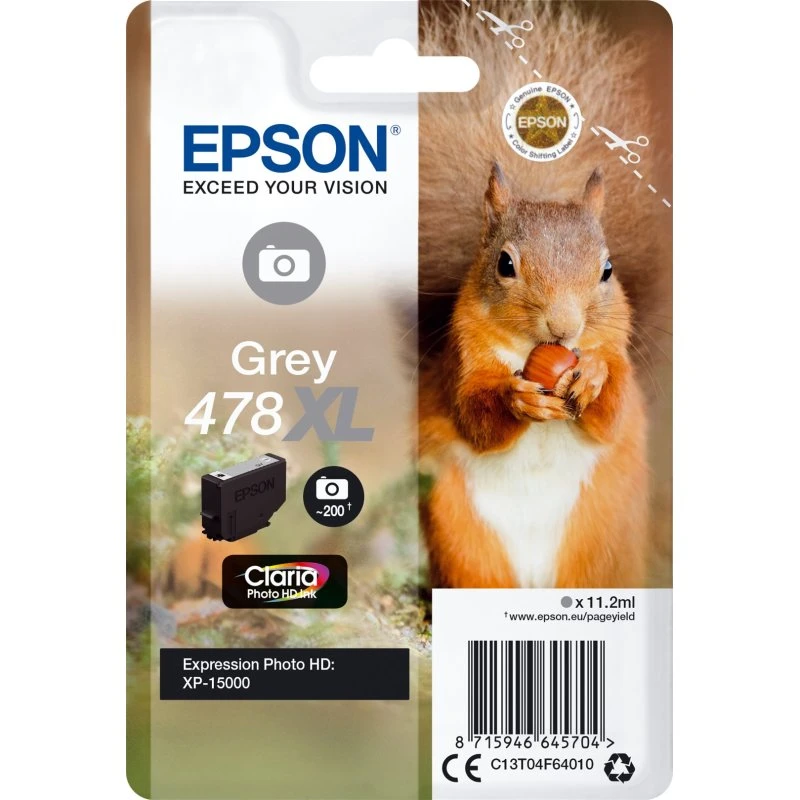 Epson 478XL Grå Høj Kapacitet (11,2 ml) - Original Blækpatron