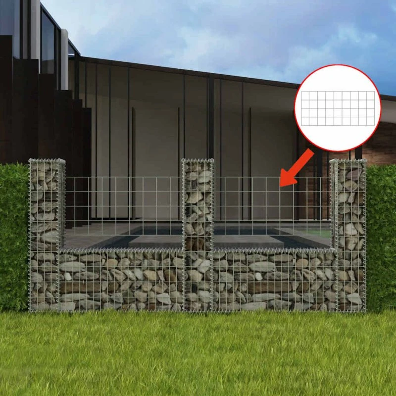 vidaXL Gabionkurv U-facon 240x20x100 cm galvaniseret stål