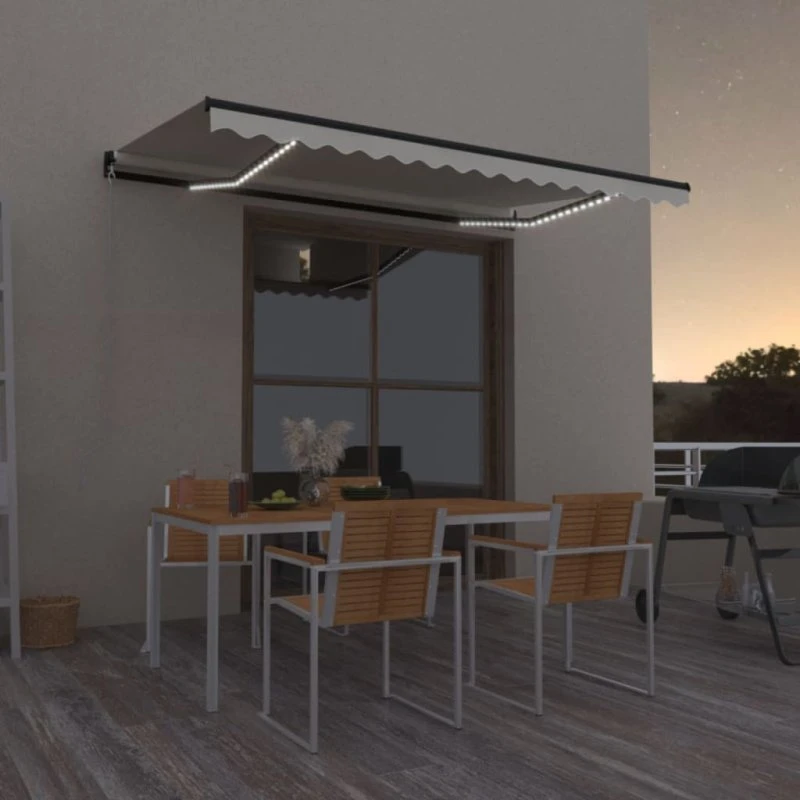 vidaXL Markise med LED-lys 450x350 cm cremefarvet