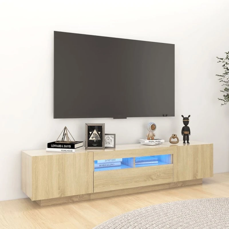 vidaXL TV-skab med LED-lys 180x35x40 cm, Sonoma-eg