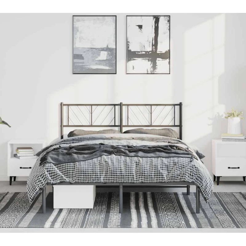 vidaXL Sengeramme med Sengegavl 150x200 cm, Metal, Sort
