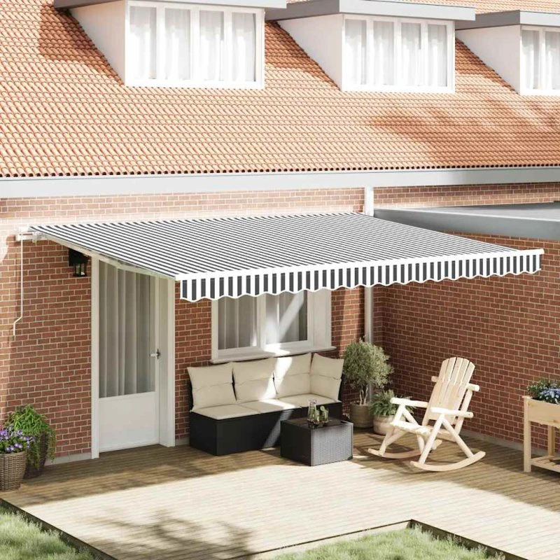 vidaXL Markise 450x300 cm manuel betjening antracitgrå/hvid