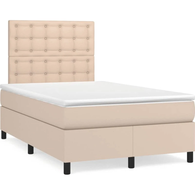 vidaXL Kontinentalseng 120x190 cm Cappuccino Kunstlæder
