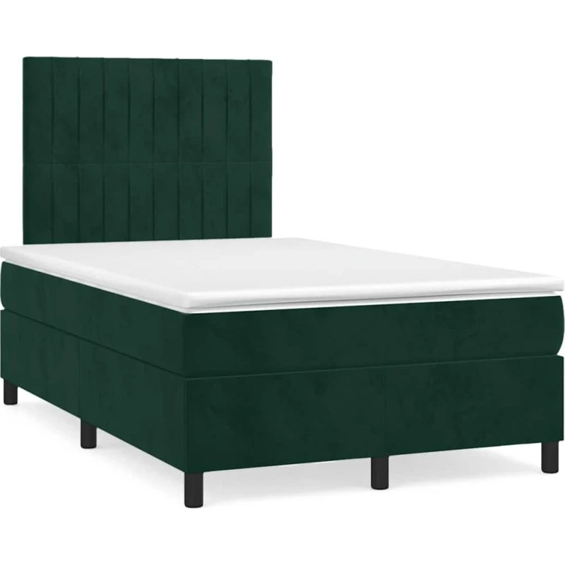 vidaXL Kontinentalseng 120x190 cm med Madras i Mørkegrøn Velour