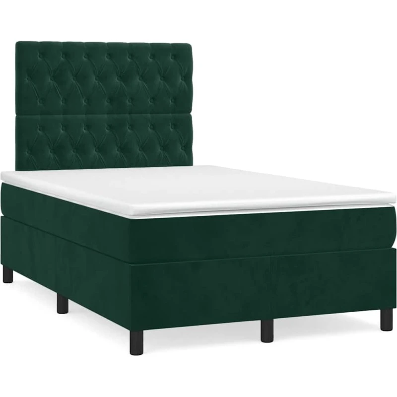 vidaXL Kontinentalseng 120x190 cm med Madras i Mørkegrøn Velour