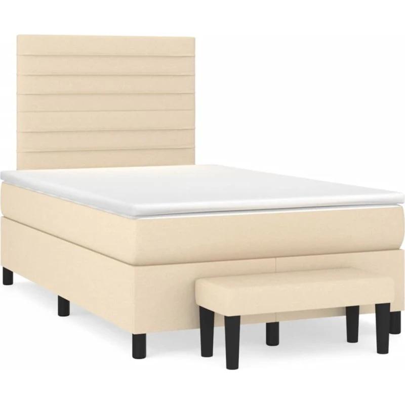 vidaXL Kontinentalseng 120x190 cm cremefarvet med justerbar hovedgærde