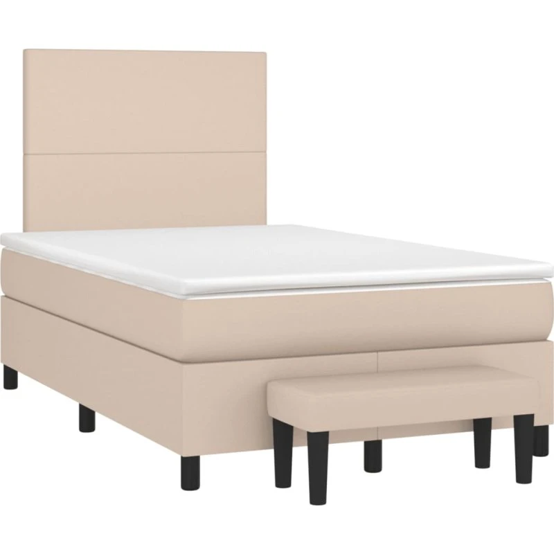vidaXL Kontinentalseng 120x190 cm cappuccino kunstlæder