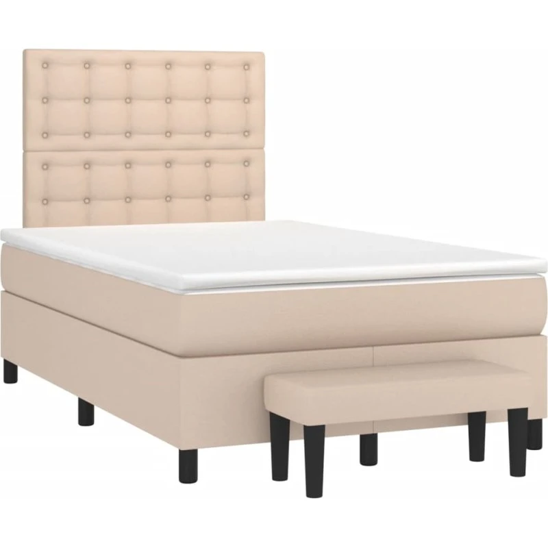 vidaXL Kontinentalseng 120x190 cm cappuccino kunstlæder