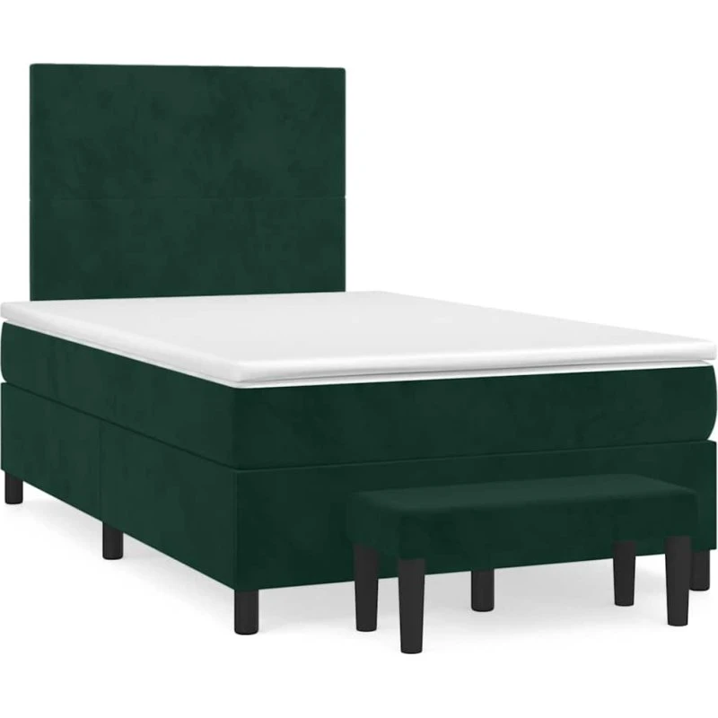 vidaXL Kontinentalseng 120x190 cm med Madras i Mørkegrøn Velour