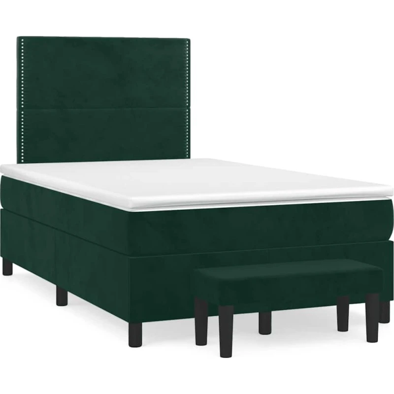 vidaXL Kontinentalseng 120x190 cm med Madras i Mørkegrøn Velour