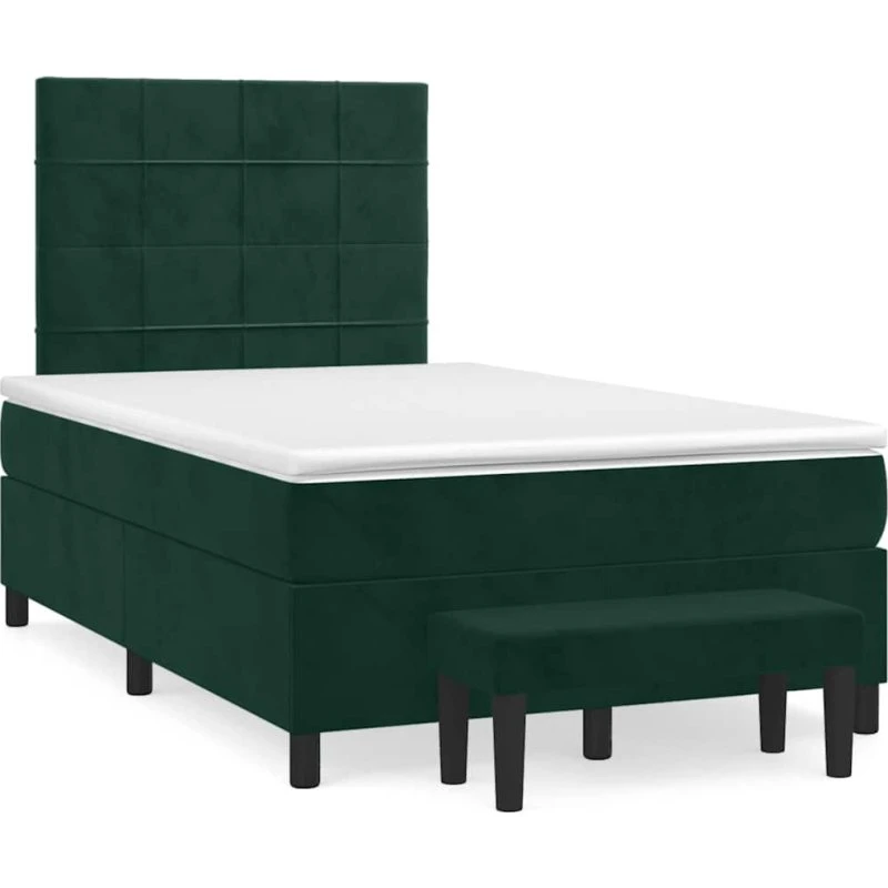 vidaXL Kontinentalseng 120x190 cm med Madras i Mørkegrøn Velour
