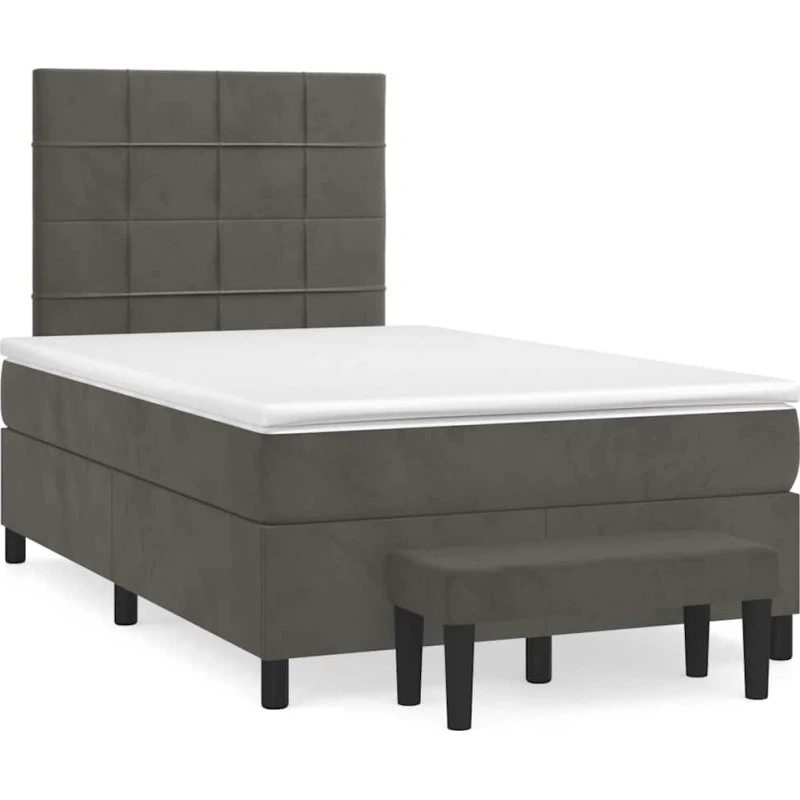 vidaXL Kontinentalseng 120x190 cm med Madras, Mørkegrå Fløjl