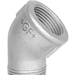 George Fischer Vinkel 45° m. muffe/nippel 3/8" galvaniseret