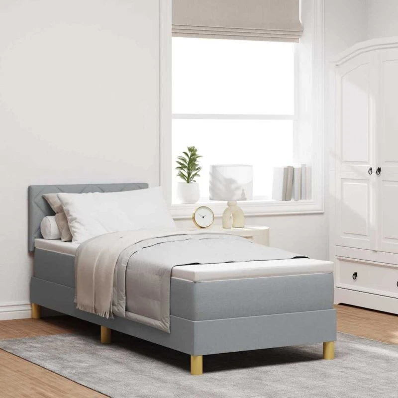 vidaXL Boxspring seng med pude, lysegrå, 80 x 200 cm