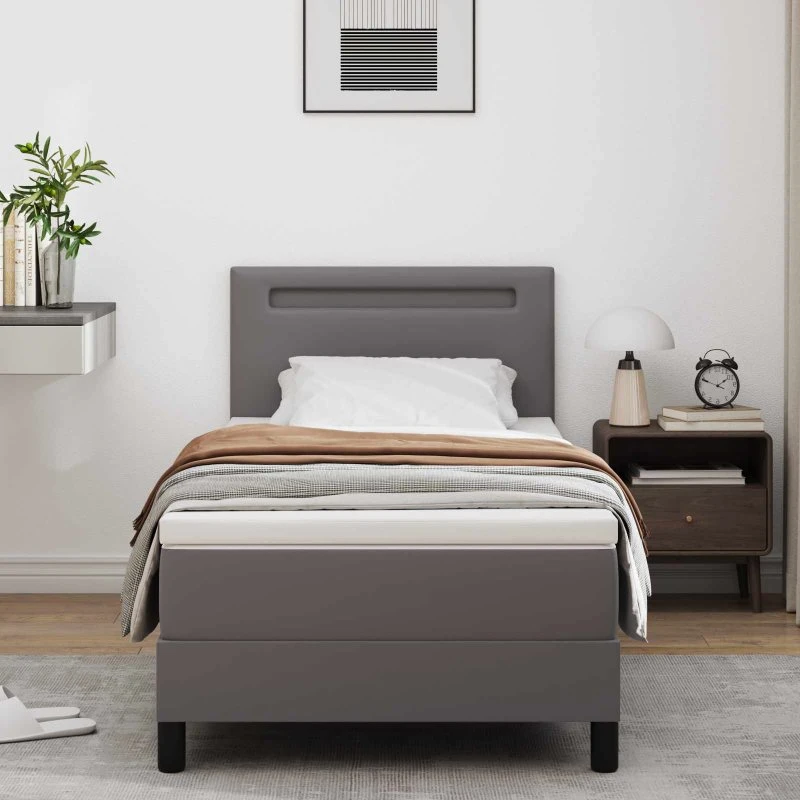 vidaXL Grå Box Spring Seng 90 x 190 cm Kunstlæder