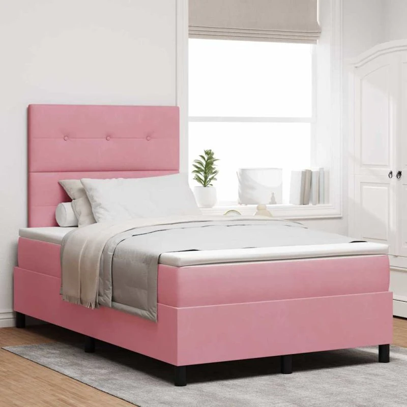 vidaXL Box spring seng med madras Lyserød 120x200 cm