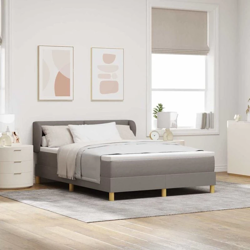 vidaXL Boxspring seng 140 x 190 cm gråbrun stof