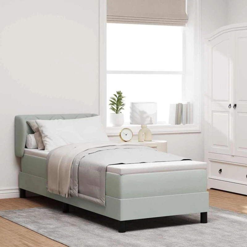 vidaXL Box Spring-seng 80 x 200 cm Lysegrå med hovedgærde