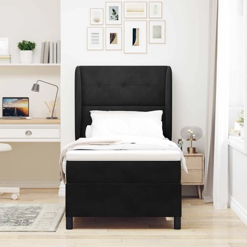vidaXL Boxspring-seng med madras, Sort 200 x 80 cm