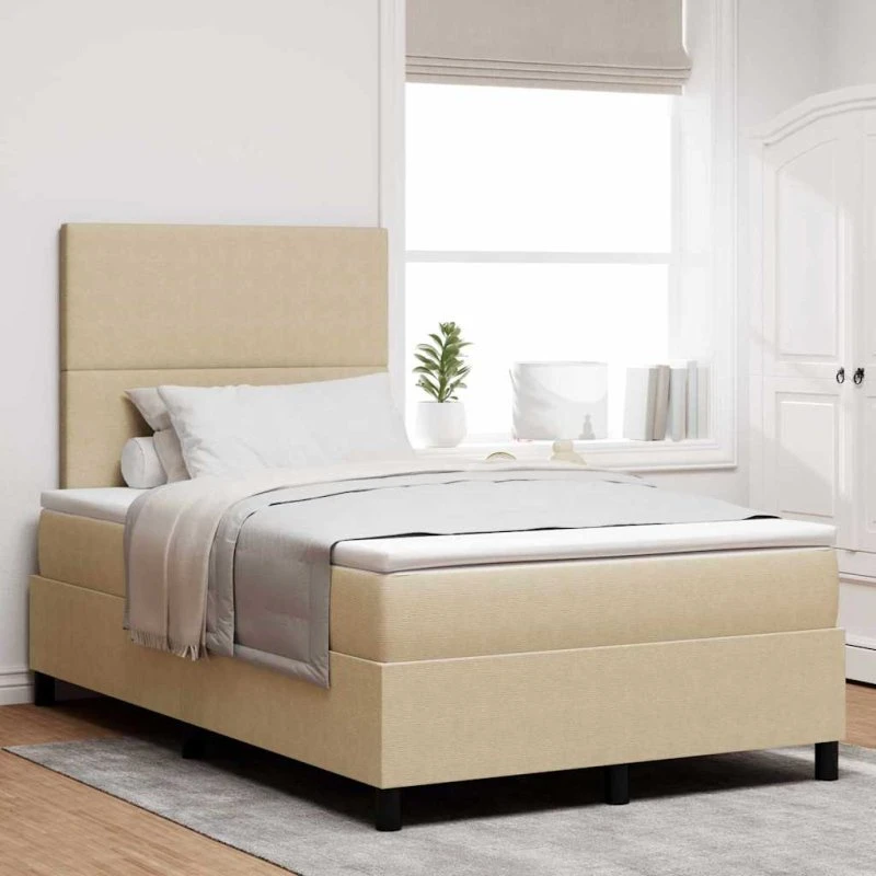 vidaXL Box Spring Seng 120 x 190 cm Lys Grå/Hvid Velourstof