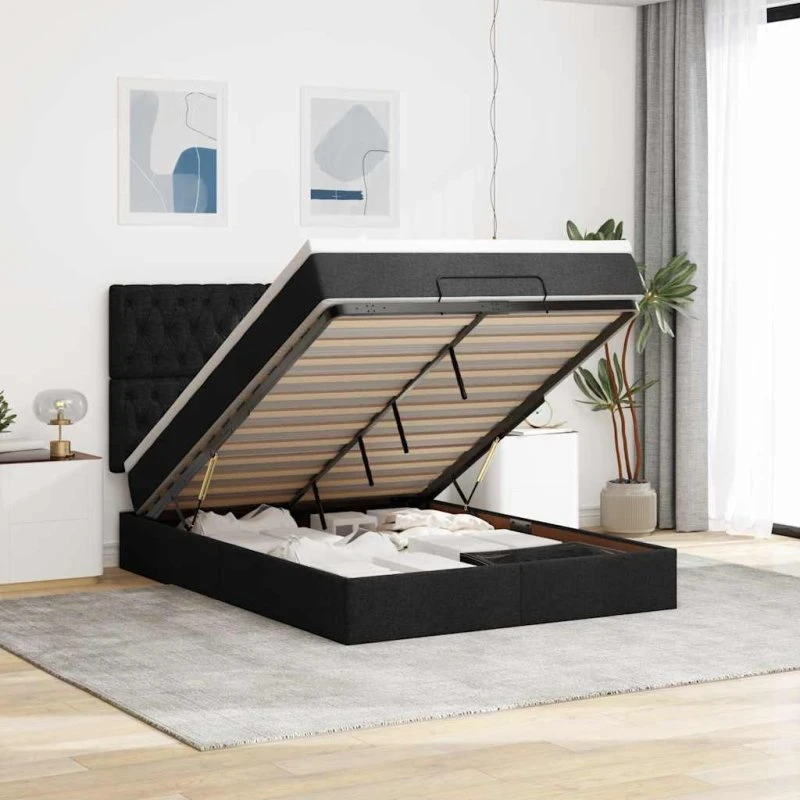 vidaXL Osmannisk Sengeramme med Madras 140x190 cm Sort