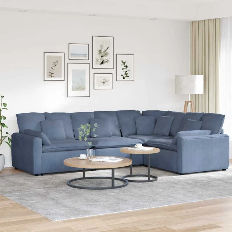 vidaXL modulsofa med hynder fløjlsstof blå