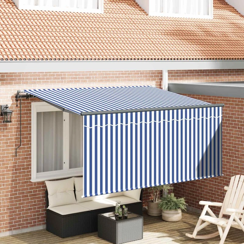 vidaXL Utrækkelig Markise Blå/Hvid 300 x 200 cm
