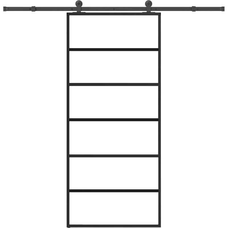 vidaXL Skydedør 90x205 cm med sikkerhedsglas og aluminiumsramme