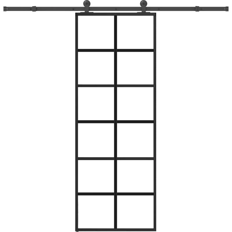 vidaXL Skydedør 76x205 cm med sikkerhedsglas og aluminiumsramme