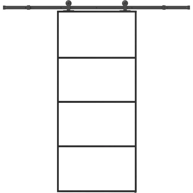 vidaXL Skydedør 90x205 cm med sikkerhedsglas og aluminiumsramme
