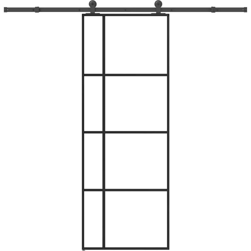 vidaXL Skydedør 76x205 cm med hærdet glas og aluminiumsframe